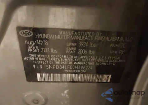 2018 Hyundai Elantra Sel from USA, damaged, VIN 5NPD84LF0JH396274